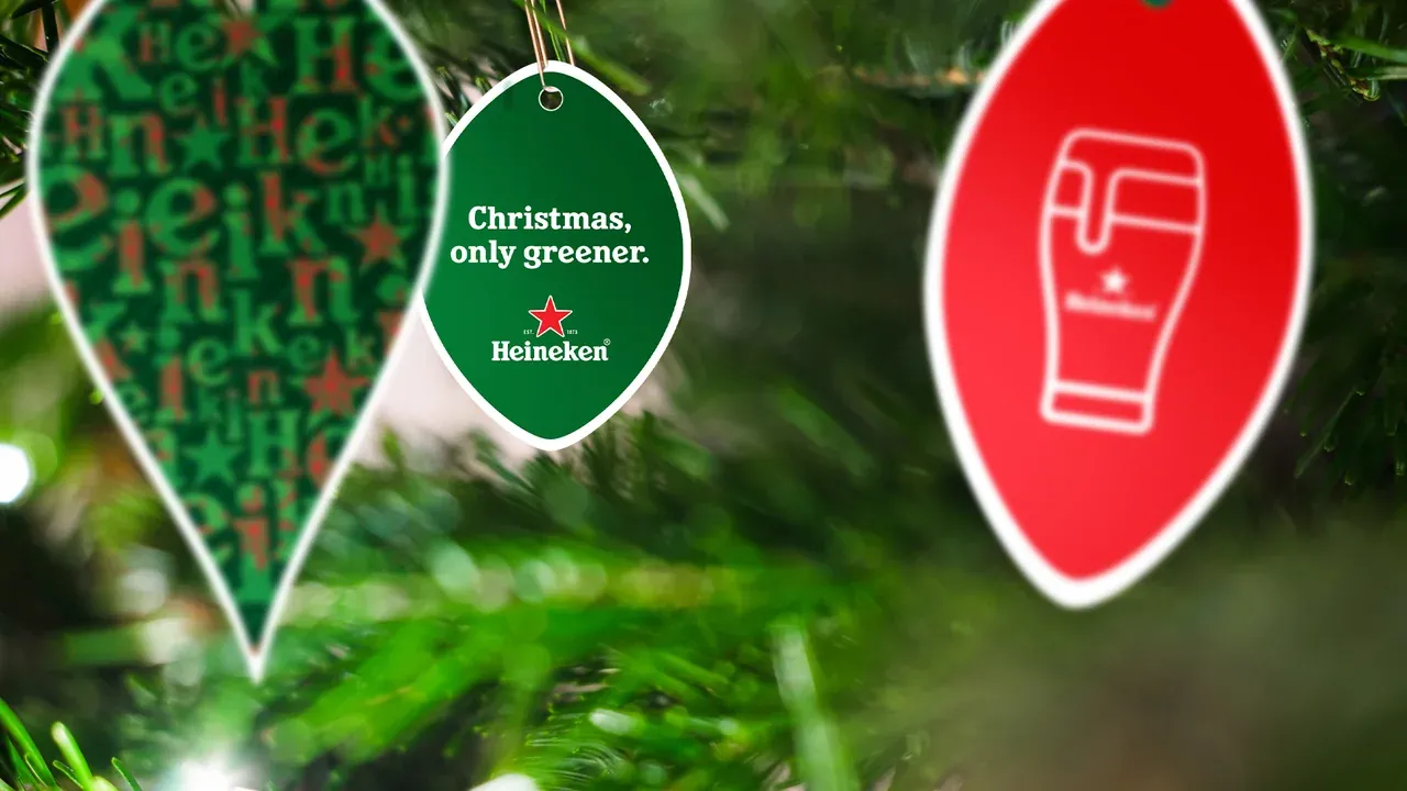 Heineken festive ornaments: “Christmas, only greener.”